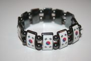KOREA COUNTRY FLAG FLEXIBLE METAL  SPORTS BRACELET WRISTBAND .. NEW 