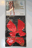 LADIES LEISURE THIGH HIGH STOCKINGS BLACK WITH RED HARTS AND RED BOW AT TOP .... 90-165 LBS