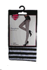 LADIES MUSIC LEGS BLACK WHITE THIN STRIPES OPAQUE PANTYHOSE WITH FEET .. ONE SIZE FITS MOST .. STYLE 7471 .. 100-175 LBS .. New