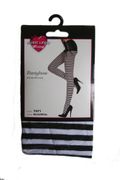 LADIES MUSIC LEGS BLACK WHITE THIN STRIPES OPAQUE PANTYHOSE WITH FEET .. ONE SIZE FITS MOST .. STYLE 7471 .. 100-175 LBS .. New