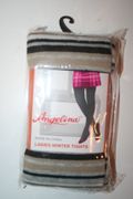 LADIES STRIPED GREY WINTER THICK TIGHTS WITH FEET ... 90-165 LBS .. NEW IN PACKAGE