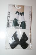 LADIES WHITE OPAQUE ANKLE HI SOCKS WITH BLACK BOW 100-175 LBS .. BY MUSIC LEGS . NEW IN PACKAGE