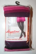 LADIES WINTER THICK STRIPED TIGHTS WITH FEET ... 90 - 165 LBS .. NEW IN PACKAGE