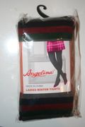 LADIES WINTER THICK STRIPED TIGHTS WITH FEET ... 90-165 LBS .. NEW IN PACKAGE