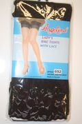LADY'S BLACK BIKE TIGHTS WITH LACE BOTTOM BY ANGELINA 100-175 LBS .... NEW