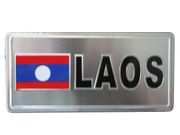 LAOS COUNTRY FLAG SMALL METAL LICENSE PLATE DECAL STICKER EMBLEM .. NEW