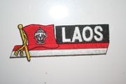 LAOS COUNTRY FLAG WORD IRON ON PATCH CREST BADGE . NEW