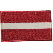 LATVIA COUNTRY FLAG SMALL IRON ON PATCH CREST BADGE .. NEW