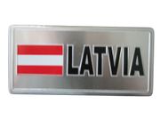 LATVIA COUNTRY FLAG SMALL METAL LICENSE PLATE DECAL STICKER EMBLEM .. NEW