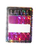 LATVIA SQUARE COUNTRY FLAG METALLIC BUMPER STICKER DECAL .. SIZE 3" X 4" INCHES .. NEW