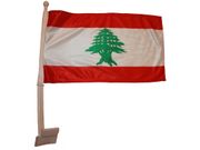 LEBANON 12" X 18" INCHES HEAVY DUTY COUNTRY FLAG WTH STICK .. FIFA SOCCER WORLD CUP .. NEW