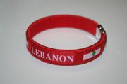 LEBANON COUNTRY FLAG RED FLEXIBLE METAL NYLON BRACELET WRISTBAND ... NEW