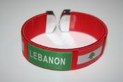 LEBANON RED SUPER THICK COUNTRY FLAG FLEXIBLE BRACELET WRISTBAND ..NEW