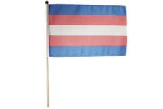 LGBTQ TRANSGENDER 12" x 18" Inch FLAG BANNER On 2 Feet Wooden Stick