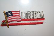 LIBERIA COUNTRY FLAG WORD IRON ON PATCH CREST BADGE ...NEW