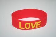 LOVE RED EXTRA WIDE 1" SILICONE TEXT BAND BRACELET WRISTBAND .. NEW
