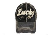  LUCKY 01 NYC BLACK Stone - Washed WORN Look Original Vintage HAT CAP ..Size : ONE SIZE