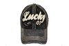  LUCKY 01 NYC BLACK Stone - Washed WORN Look Original Vintage HAT CAP ..Size : ONE SIZE