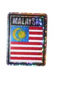 MALAYSIA SQUARE COUNTRY FLAG METALLIC BUMPER STICKER DECAL .. SIZE 3" X 4" INCHES .. NEW