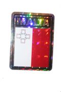 MALTA SQUARE COUNTRY FLAG METALLIC BUMPER STICKER DECAL .. SIZE 3" X 4" INCHES .. NEW