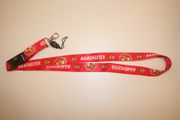 MANCHESTER UNITED FC FOOTBALL CLUB RED SOCCER LANYARD KEYCHAIN PASSHOLDER ... BIG LOGO... NEW