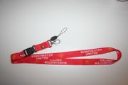 MANCHESTER UNITED FOOTBALL CLUB WORD RED LANYARD KEYCHAIN PASSHOLDER .. NEW
