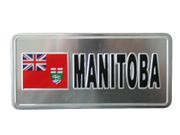 MANITOBA COUNTRY FLAG SILVER SMALL METALLIC LICENSE PLATE DECAL STICKER EMBLEM ...