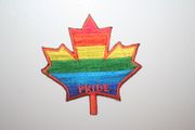 MAPLE LEAF GAY & LESBIAN RAINBOW PRIDE IRON ON PATCH CREST BADGE .. NEW
