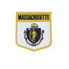 MASSACHUSETTS USA SHIELD FLAG IRON ON PATCH CREST BADGE 3 X 3 1/2 INCHES ... NEW
