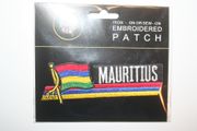 MAURITIUS COUNTRY FLAG WORD IRON ON PATCH CREST BADGE .. NEW