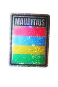 MAURITIUS SQUARE COUNTRY FLAG METALLIC BUMPER STICKER DECAL .. SIZE 3" X 4" INCHES .. NEW