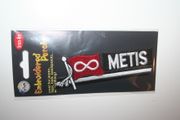 METIS RED NATIVE INDIAN IRON ON EMBROIDERED WORD PATCH CREST BADGE .. NEW