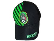 MEXICO BLACK WITH GREEN STRIPES  FLEXFIT HAT CAP .. FIFA SOCCER WORLD CUP .. NEW