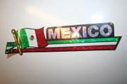 MEXICO COUNTRY FLAG LONG METALIC CAR AUTOMOBILE BUMPER STICKER DECAL EMBLEM .. FIFA WORLD CUP SOCCER FOOTBALL .. NEW