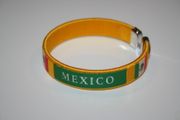 MEXICO YELLOW COUNTRY FLAG FLEXIBLE BRACELET WRISTBAND .. FIFA WORLD CUP SOCCER FOOTBALL ..  NEW