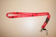 MITSUBISHI RED CAR AUTOMOBILE LANYARD KEYCHAIN PASSHOLDER  ... NEW