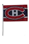 MONTREAL CANADIENS NHL LOGO 12" X 18" INCHES HIGH QUALITY STICK FLAG BANNER WITH 23" INCHES PLASTIC POLE .. NEW
