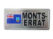 MONTSERRAT COUNTRY FLAG SMALL SILVER METAL LICENSE PLATE STICKER DECAL EMBLEM .. NEW