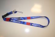 MOROCCO COUNTRY FLAG BLUE HIGH GLOSS LANYARD KEYCHAIN PASSHOLDER ... NEW