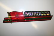 MOROCCO COUNTRY FLAG LONG METALIC CAR AUTOMOBILE BUMPER STICKER DECAL EMBLEM . NEW