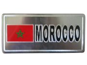 MOROCCO COUNTRY FLAG SMALL SILVER LICENSE PLATE STICKER DECAL EMBLEM . NEW