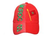 MOROCCO RED COUNTRY FLAG EMBOSSED HAT CAP.