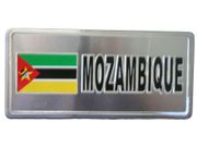 MOZAMBIQUE COUNTRY FLAG SMALL SILVER METAL LICENSE PLATE STICKER DECAL EMBLEM . NEW