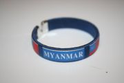 MYANMAR BLUE COUNTRY FLAG FLEXIBLE BRACELET WRISTBAND .. NEW