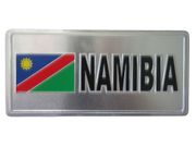 NAMIBIA COUNTRY FLAG SMALL SILVER METAL LICENSE PLATE STICKER DECAL EMBLEM .. NEW