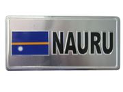 NAURU COUNTRY FLAG SMALL SILVER METAL DECAL STICKER EMBLEM .. NEW
