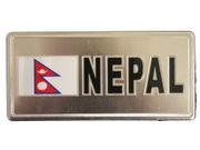 NEPAL COUNTRY FLAG SMALL SILVER METAL LICENSE PLATE STICKER DECAL EMBLEM . NEW