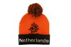 NETHERLANDS ORANGE BLACK KNVB LOGO FIFA SOCCER WORLD CUP TOQUE HAT WITH POM POM