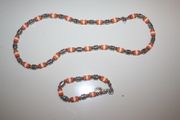 NETHERLANDS ORANGE & WHITE COUNTRY FLAG NECKLACE AND BRACELET COMBO .. NEW