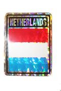 NETHERLANDS SQUARE COUNTRY FLAG METALLIC BUMPER STICKER DECAL .. SIZE 3" X 4" INCHES .. NEW